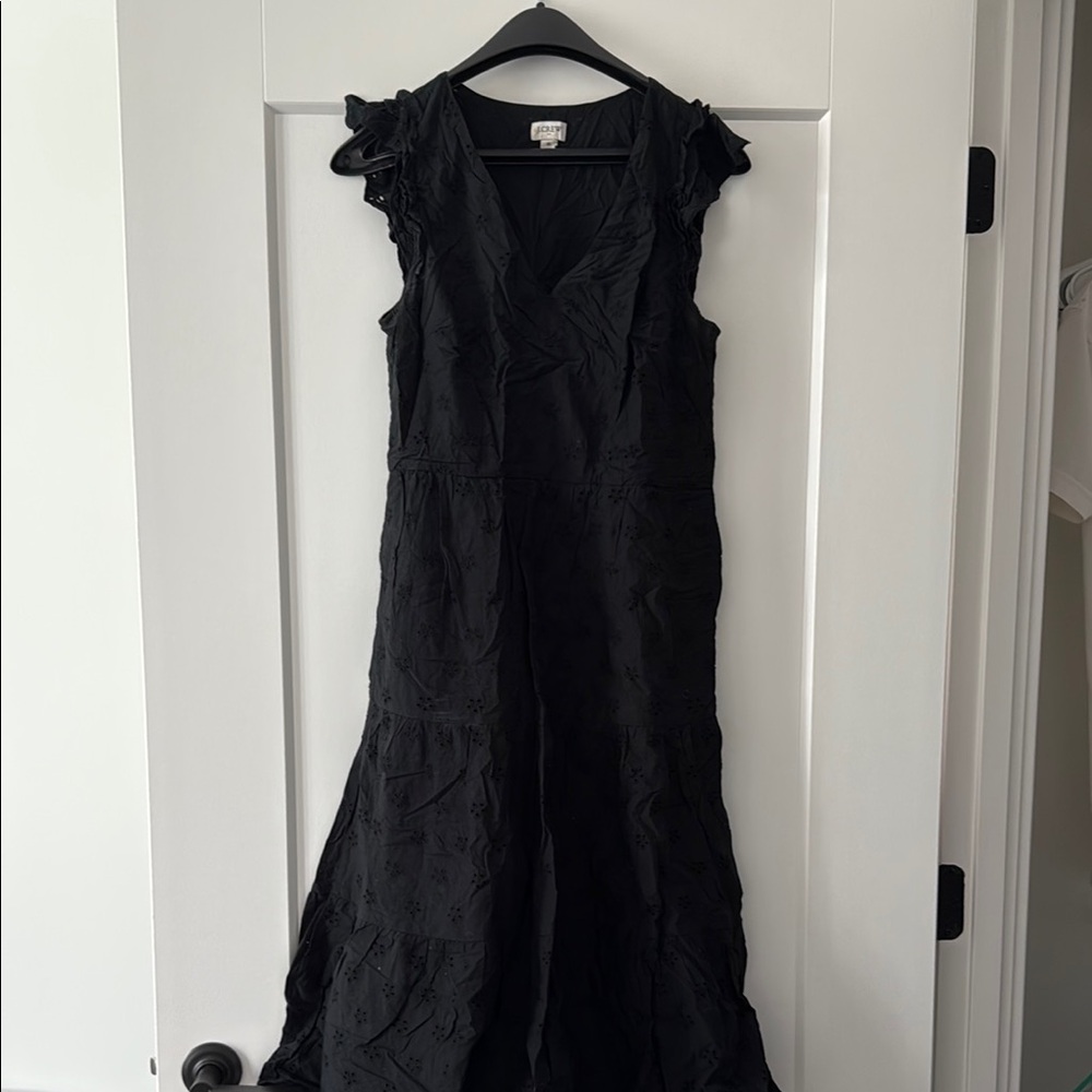 J. Crew Factory Black Eyelet V-Neck Maxi Dress